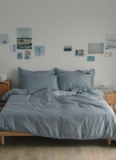 藍花亞麻 - 天絲四件組 ( 床包 + 被套 + 枕套 )