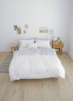 花漾 - 二重紗 / 雙層紗四件組 ( 素色床包 + 刺繡被套 + 刺繡枕套 )