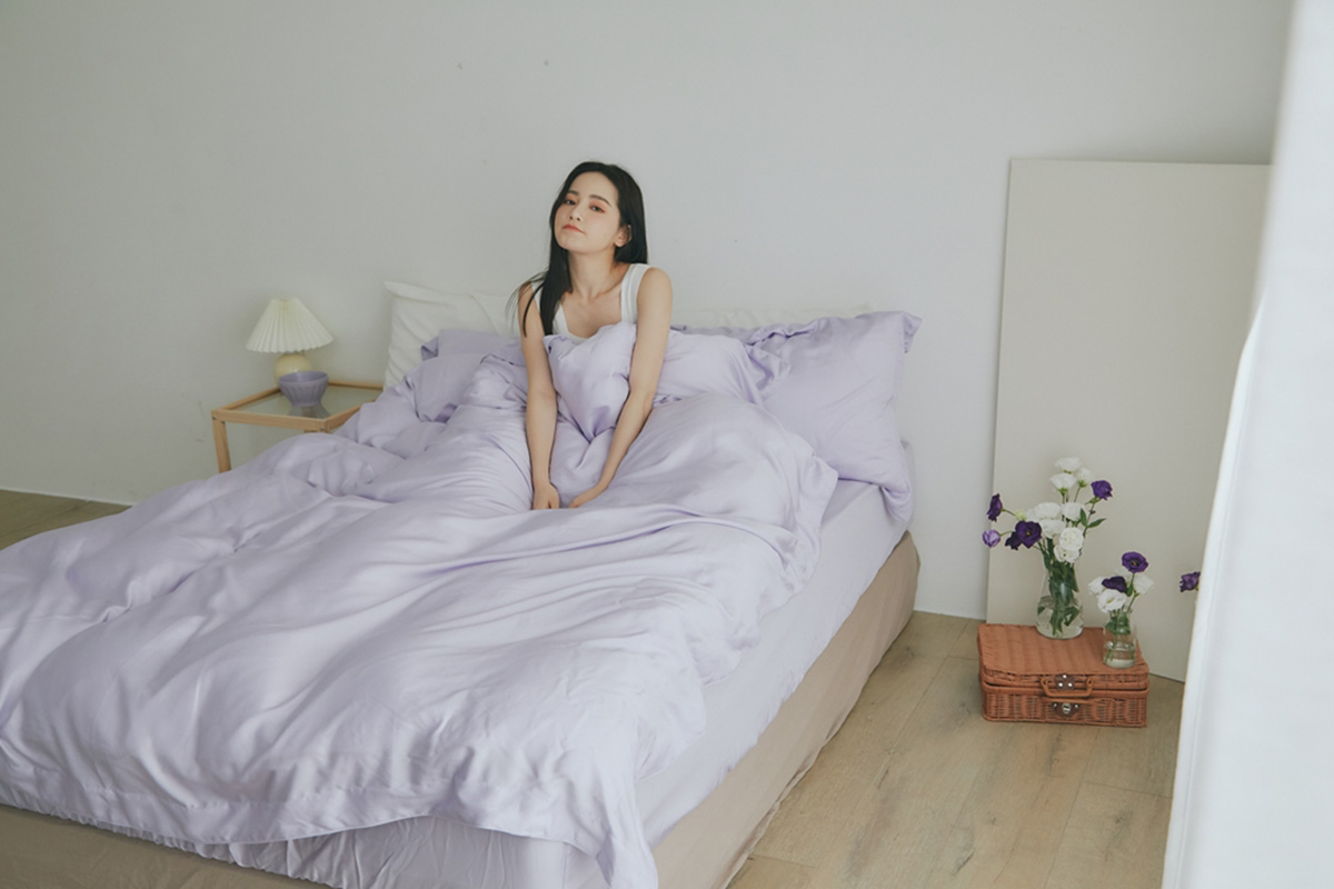 淡紫丁香-素色天絲床包