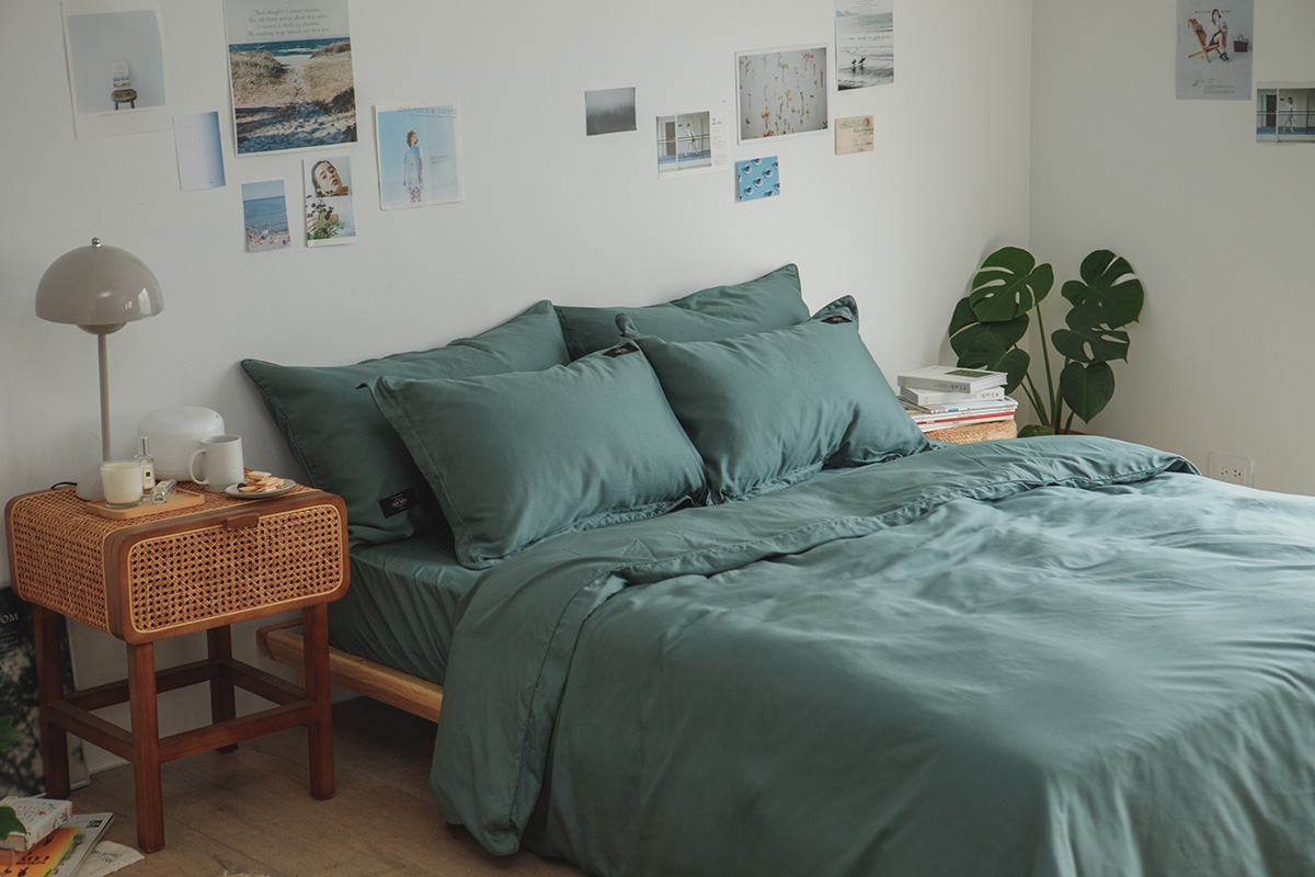 綠霧森林-素色天絲床包