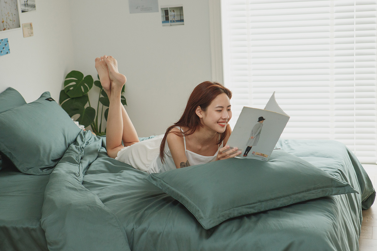 綠霧森林-素色天絲床包