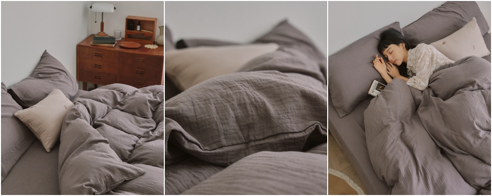 胡桃棕雙層紗床包